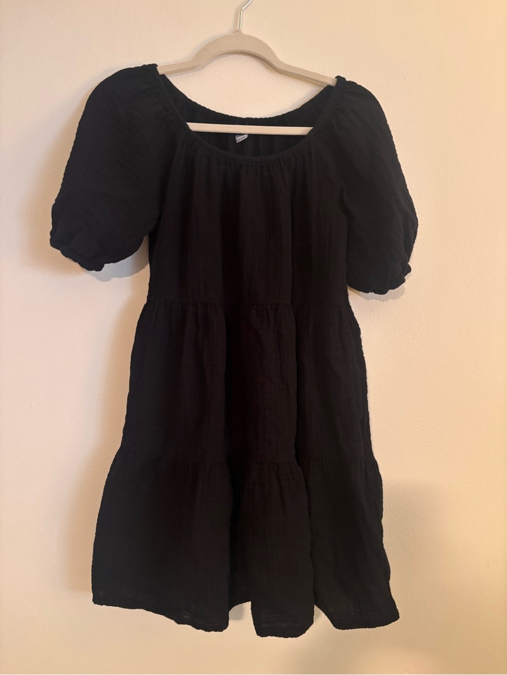 Old Navy Black Puff-Sleeve Tiered Women’s Dress
